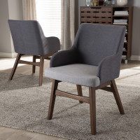 Baxton Studio Monte-Dark-Grey/Light-Grey-DC Monte Mid-Century Modern Two-Tone Grey Fabric Armchair (Set of 2)